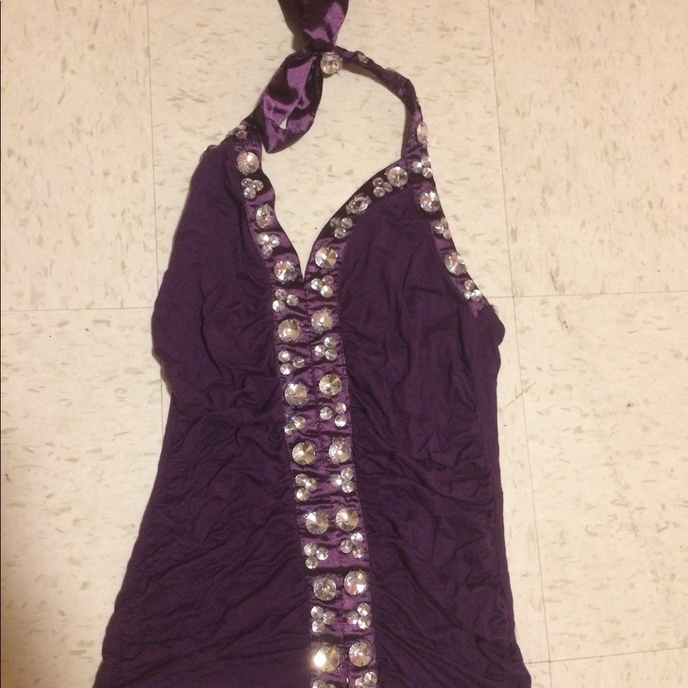 Purple jewel halter top